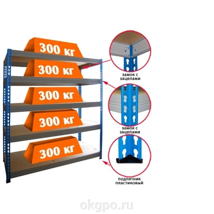 Стеллаж МКФ 2000х1525х760 мм, 5 полок (300 кг на полку) от компании Компания "ГПО" - фото 1