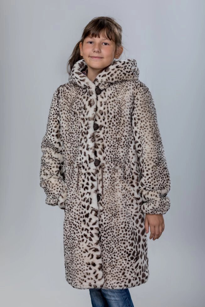 Детская шубка "Леопард" из мутона МЦ-052 "Зимняя принцесса" от компании Детское ателье "Зимняя принцесса" - фото 1