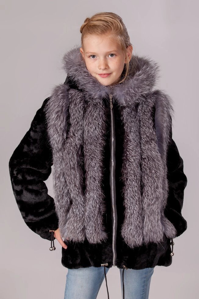 Куртка из мутона с чернобуркой МЦ-020 &quot; Зимняя принцесса&quot; от компании Детское ателье "Зимняя принцесса" - фото 1