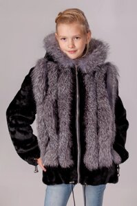 Куртка из мутона с чернобуркой МЦ20 "Зимняя принцесса" 30