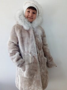Детская шубка "Сливки" из мутона МК-022 "Зимняя принцесса"