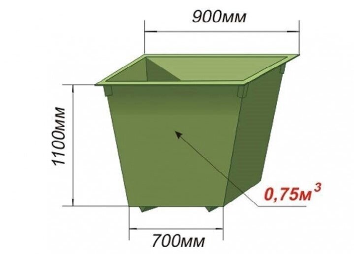 Металлический контейнер для мусора на 0,75 м3 (без крышки) от компании ООО "АСЦ - Сибирский Сварной" - фото 1