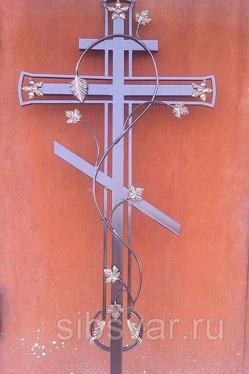 Металлический крест на могилу "Лист" от компании ООО "АСЦ - Сибирский Сварной" - фото 1