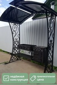 Мангал с печкой под навесом