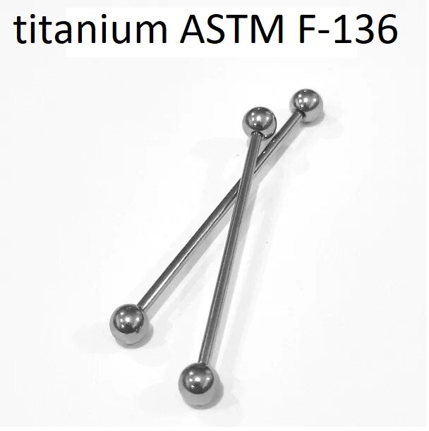 Индастриал 1,6*36*5/5 мм из титанового сплава ASTM F-136 от компании пирсинг оптом - фото 1