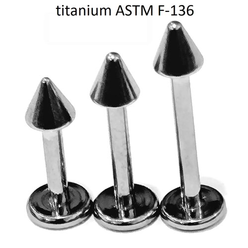 Лабретты 1,2*10*3 мм из титанового сплава ASTM F-136 с пиками