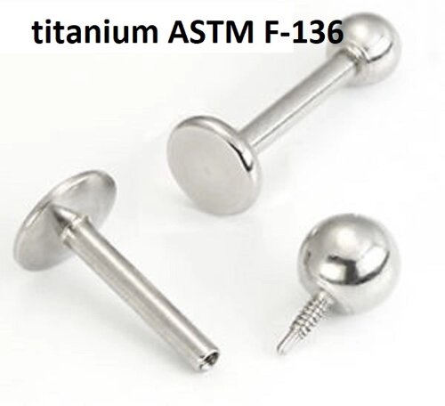 Лабретты 1,2*6*3 мм из титанового сплава ASTM F-136 с внутренней резьбой