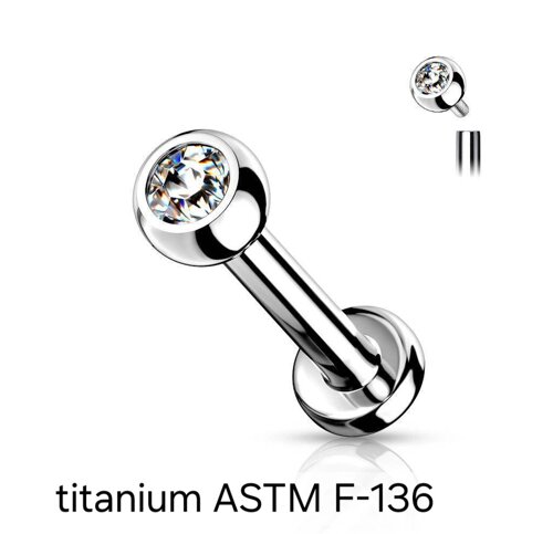 Лабреты 1,2*8*3 мм с внутренней резьбой из титанового сплава ASTM F-136 со стразами