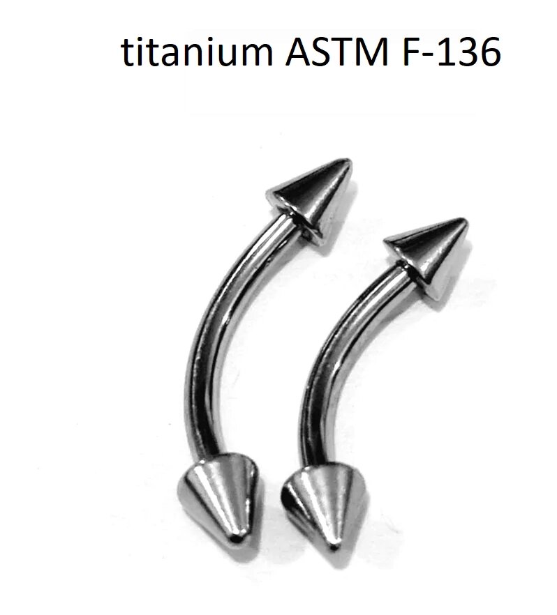 Микробананы 1,2*10*3/3 мм из титанового сплава ASTM F-136 с пиками от компании пирсинг оптом - фото 1