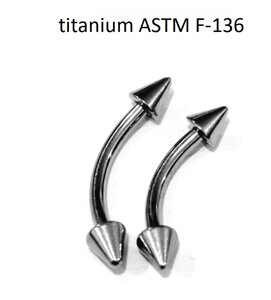 Микробананы 1,2*10*3/3 мм из титанового сплава ASTM F-136 с пиками