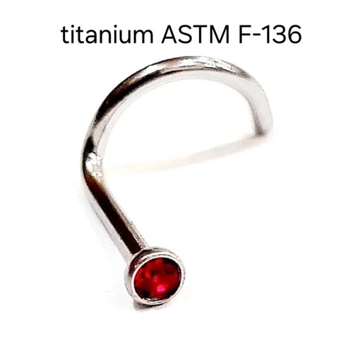 Нострилы 0,8*6,5*2 мм из титанового сплава ASTM F-136 с красным стразом