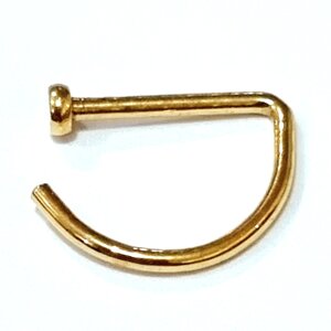 Серьги для пирсинга носа 0,8*8 мм из хирургической стали 316L D-ring анодированные gold