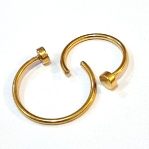 Серьги для пирсинга носа 0,8*8 мм из хирургической стали 316L G-ring gold