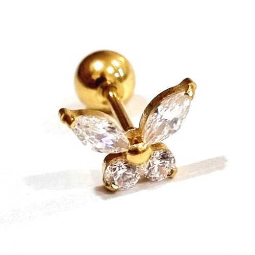 Серьги для уха "бабочка" из кристаллов gold