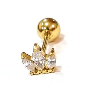 Серьги для уха "корона" из кристаллов gold