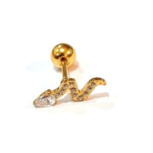 Серьги для уха "змейка" из кристаллов gold