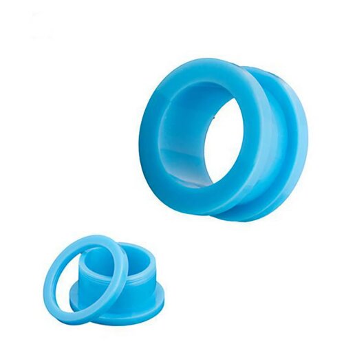 Тоннели 14 мм для пирсинга уха из акрила голубые