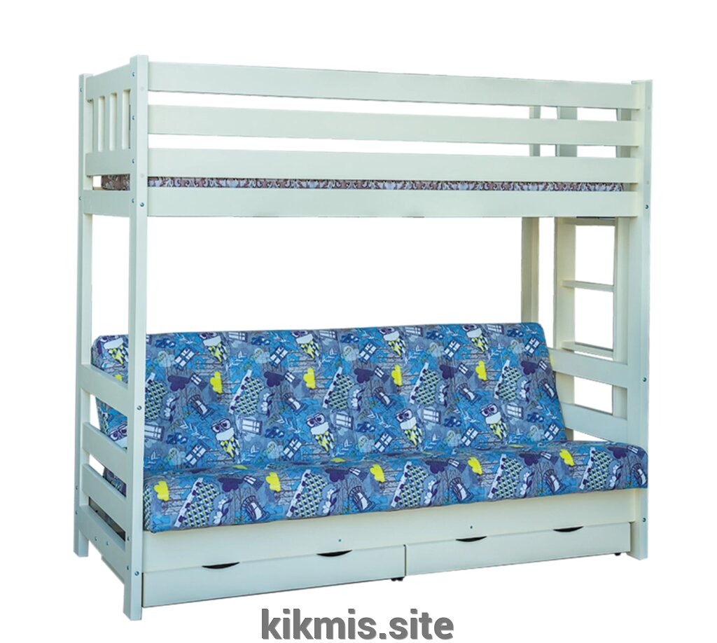 Двухъярусная кровать с диваном Фламинго, белый от компании Интернет - магазин Kikmis - фото 1