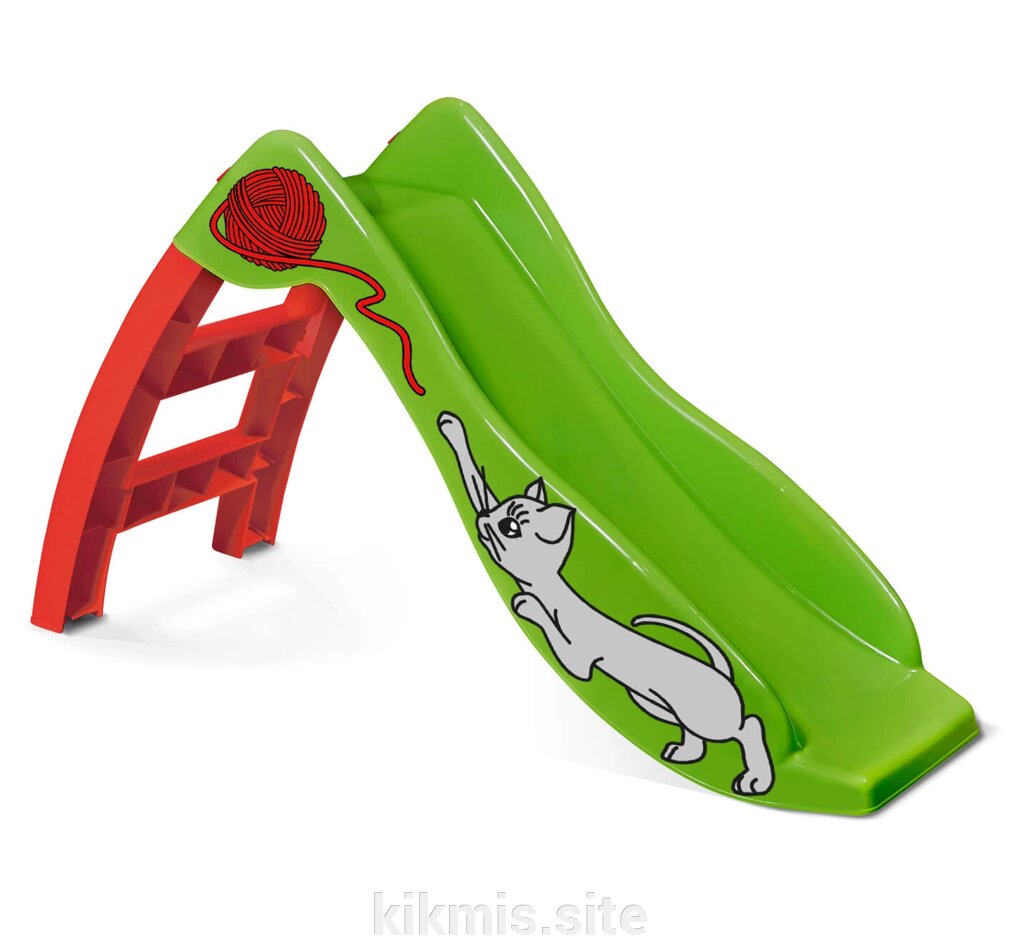 Игровая горка Sheffilton KIDS Котенок с клубком зеленый/красный от компании Интернет - магазин Kikmis - фото 1