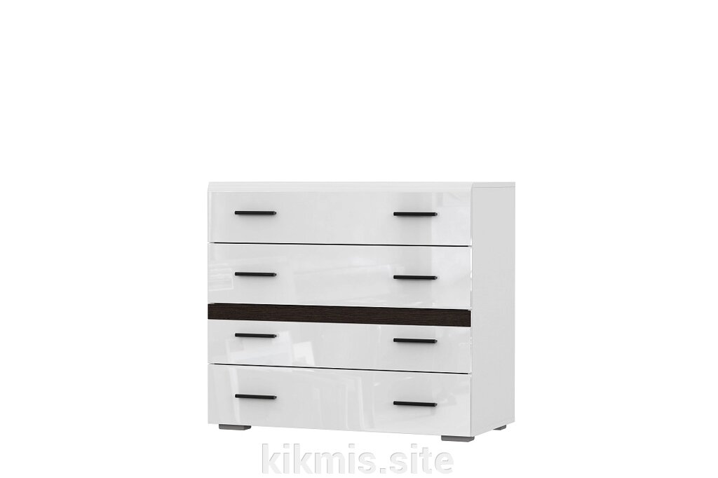 Комод 4 ящика SV-мебель Модульная система Соло Белый/Белый глянец/Венге от компании Интернет - магазин Kikmis - фото 1
