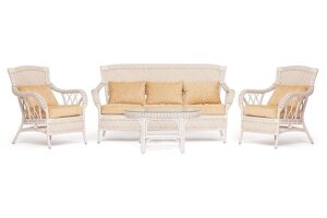 Комплект для отдыха "ANDREA"диван + 2 кресла + журн. столик со стеклом + подушки)