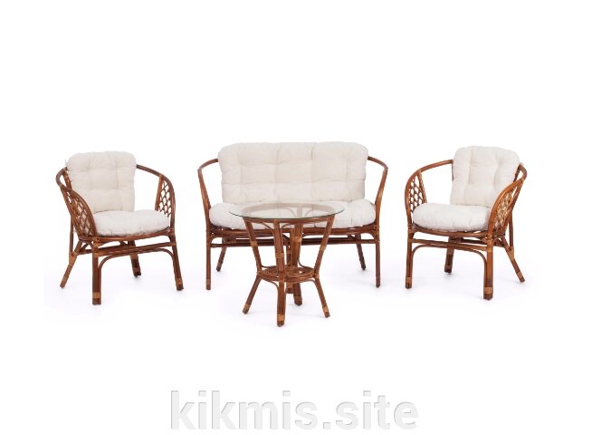 Комплект для отдыха "BAHAMA" (диван + 2 кресла + стол со стеклом ) /с подушками/coco brown (коричневый кокос) от компании Интернет - магазин Kikmis - фото 1