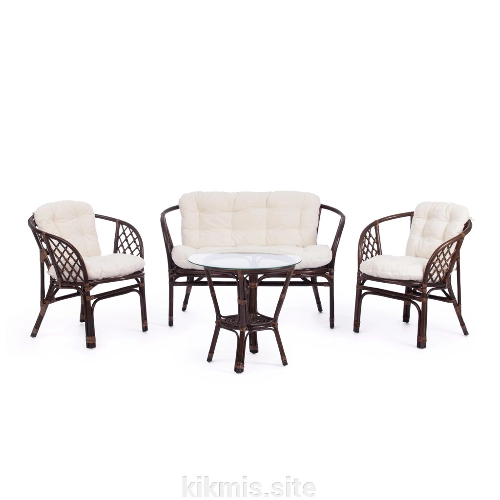 Комплект для отдыха "BAHAMA" (диван + 2 кресла + стол со стеклом ) /с подушками/ от компании Интернет - магазин Kikmis - фото 1
