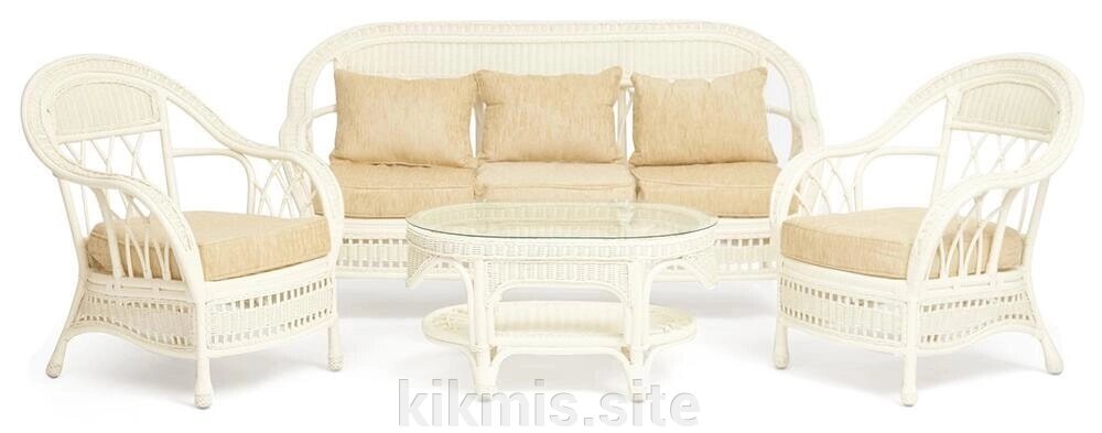 КОМПЛЕКТ для отдыха "MICHELLE" ( стол со стеклом+ диван + 2 кресла + подушки) от компании Интернет - магазин Kikmis - фото 1