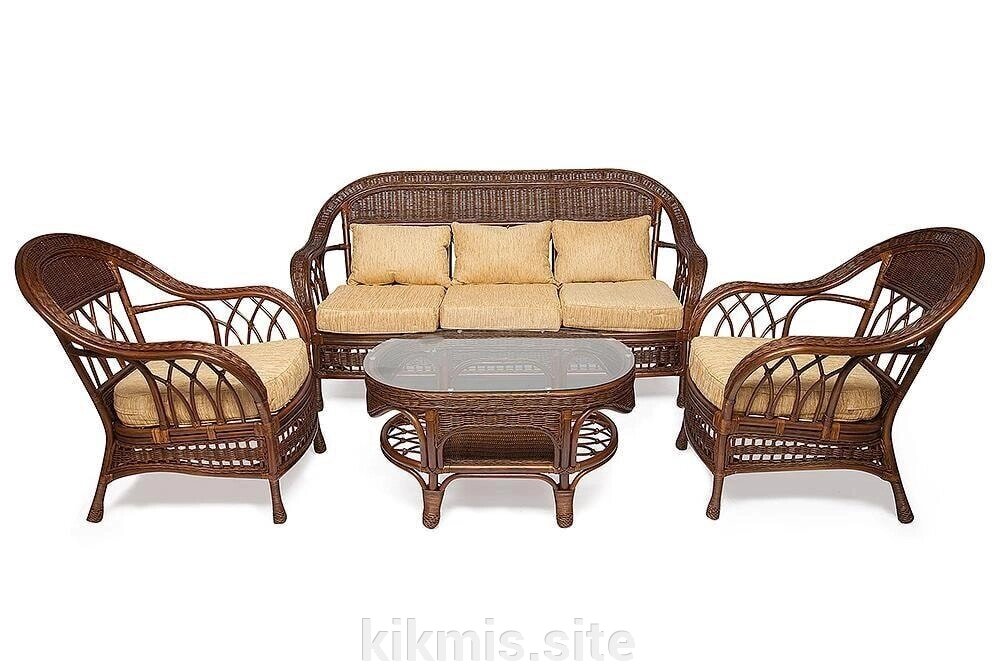 КОМПЛЕКТ для отдыха "MICHELLE" ( стол со стеклом+ диван + 2 кресла + подушки) от компании Интернет - магазин Kikmis - фото 1