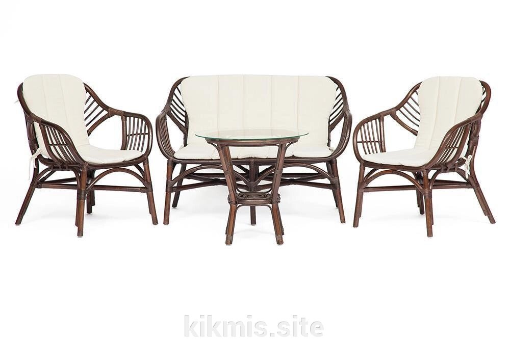 Комплект для отдыха SONOMA ( стол круглый (со стеклом)+2 кресла+диван ) /с подушками/ от компании Интернет - магазин Kikmis - фото 1