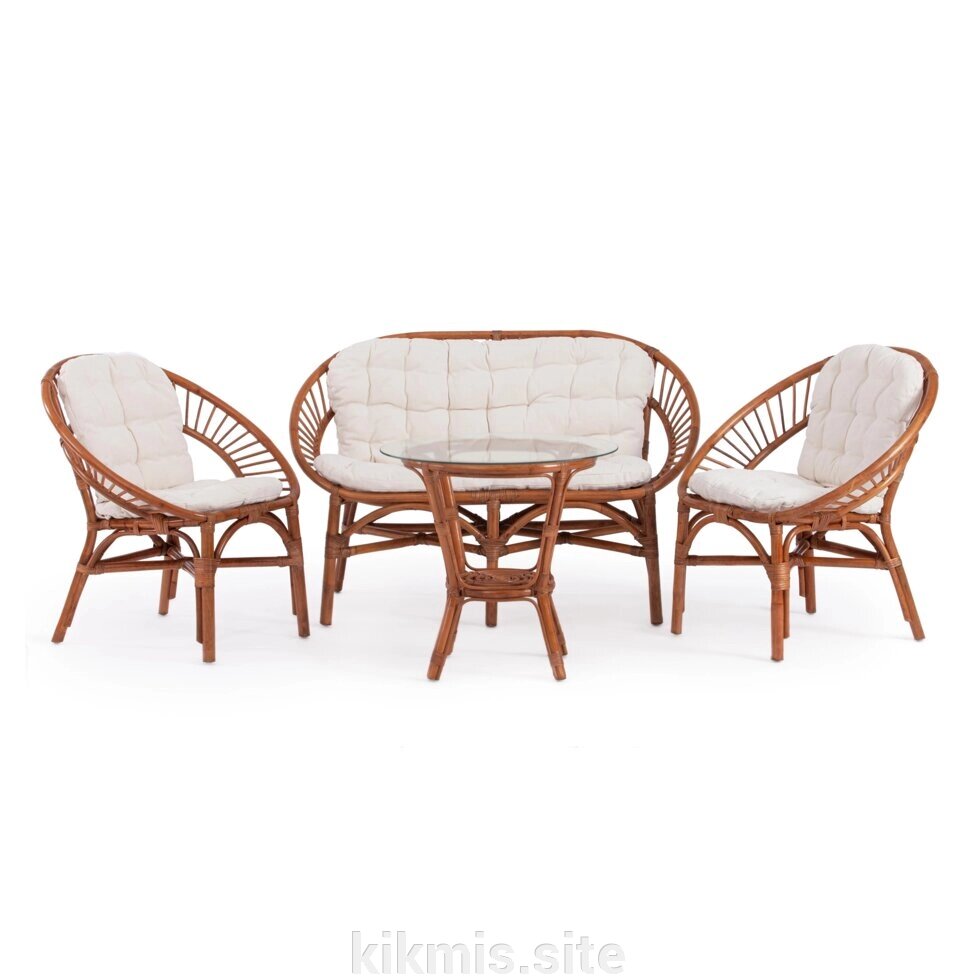 Комплект для отдыха TURKEY (стол круглый (со стеклом)+2 кресла + диван) /с подушками/ от компании Интернет - магазин Kikmis - фото 1