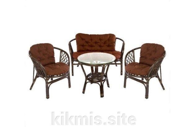 Комплект кофейный БАГАМА ST (стол+2 кресла+диван, подушка твил) браун RH от компании Интернет - магазин Kikmis - фото 1