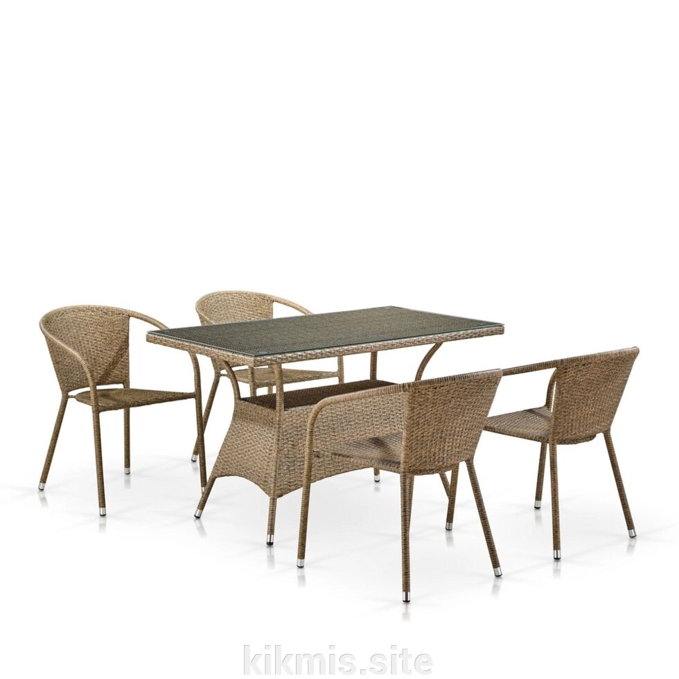 Комплект мебели из иск. ротанга T198D/Y137C-W56 Light Brown (4+1) от компании Интернет - магазин Kikmis - фото 1