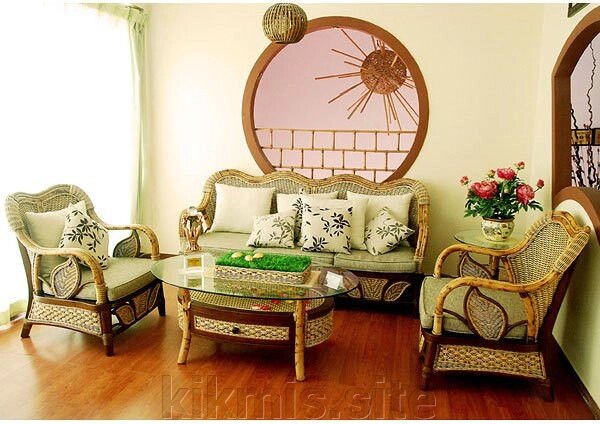 Комплект мебели из ротанга и бамбука для гостиной Bamboo (001.010) от компании Интернет - магазин Kikmis - фото 1