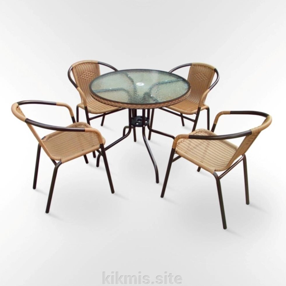 Комплект мебели  Николь-1LB TLH-037С-TLH080RR-D80 Light Beige (4+1) от компании Интернет - магазин Kikmis - фото 1