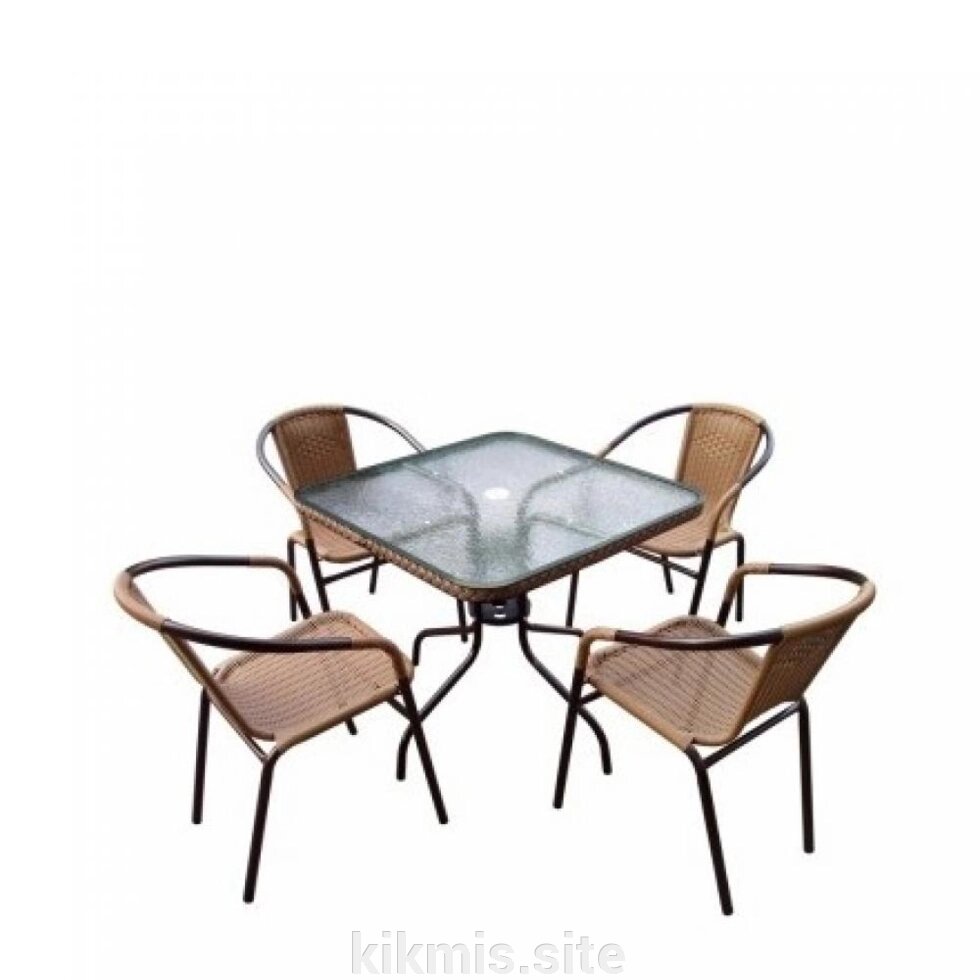 Комплект мебели  Николь-2LB TLH-037С-TLH070SR-70x70 Light Beige (4+1) от компании Интернет - магазин Kikmis - фото 1