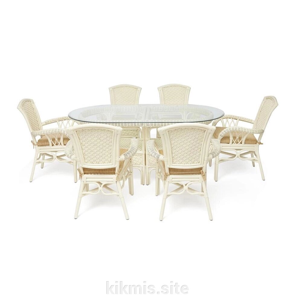Комплект обеденный "ANDREA GRAND" (стол со стеклом+6 кресел+ подушки) от компании Интернет - магазин Kikmis - фото 1
