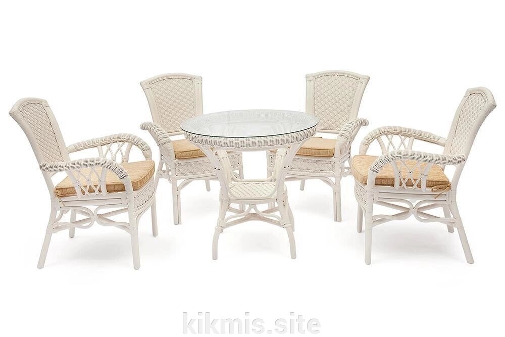 Комплект обеденный "ANDREA" ( стол со стеклом + 4 кресла + подушки) от компании Интернет - магазин Kikmis - фото 1