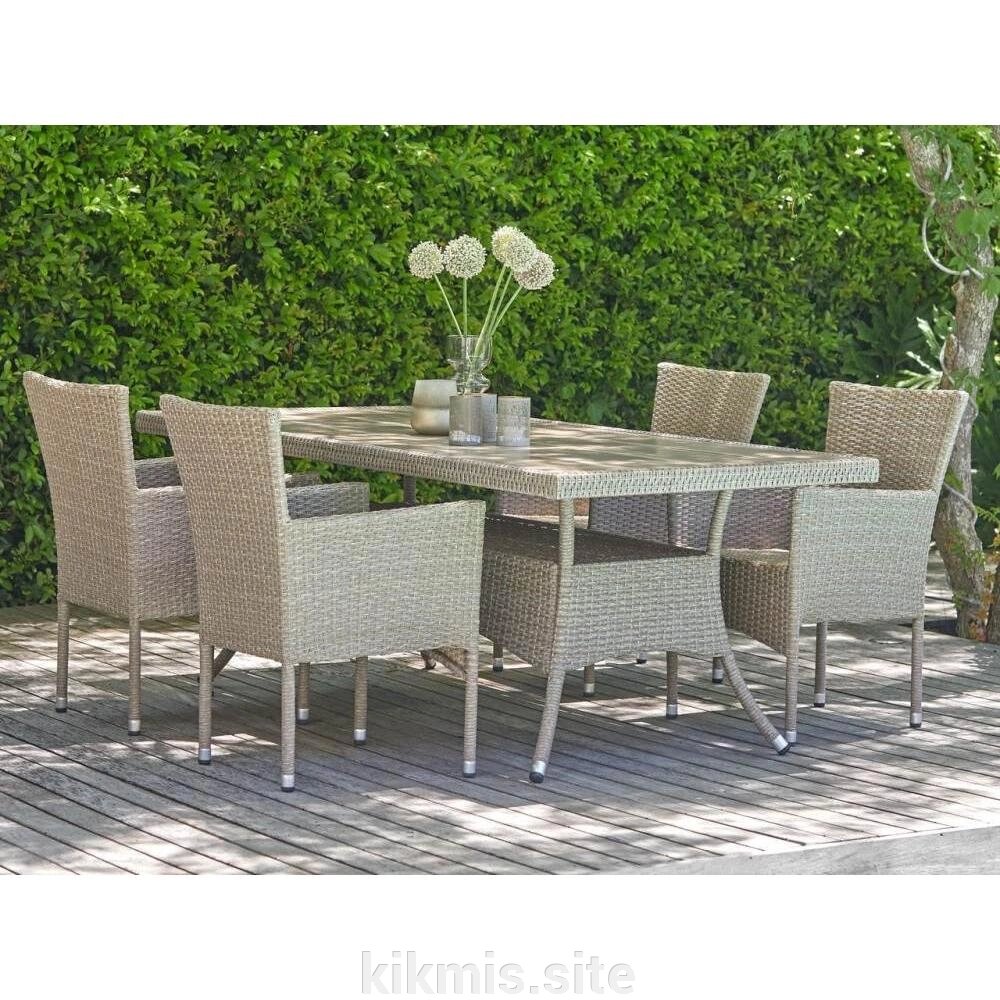 Комплект плетеной мебели AM-196/T196 Beige 4Pcs (4+1) от компании Интернет - магазин Kikmis - фото 1