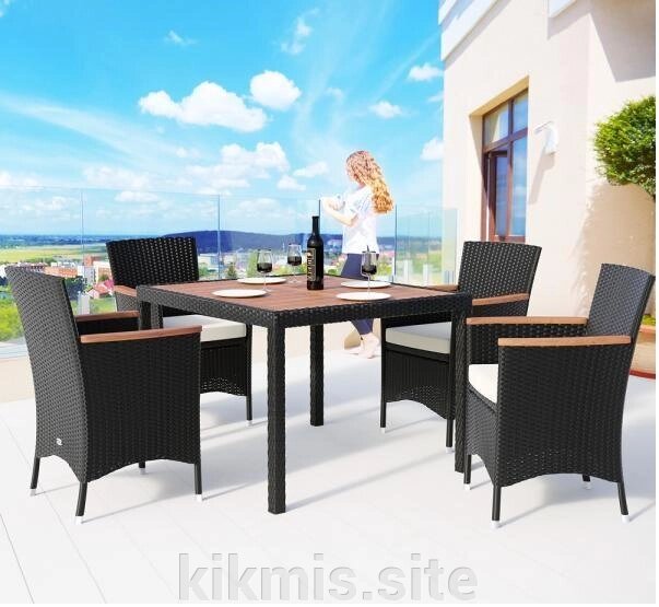 Комплект плетеной мебели из искусственного ротанга AFM-440 90x90 4Pcs Black (4+1) AF от компании Интернет - магазин Kikmis - фото 1