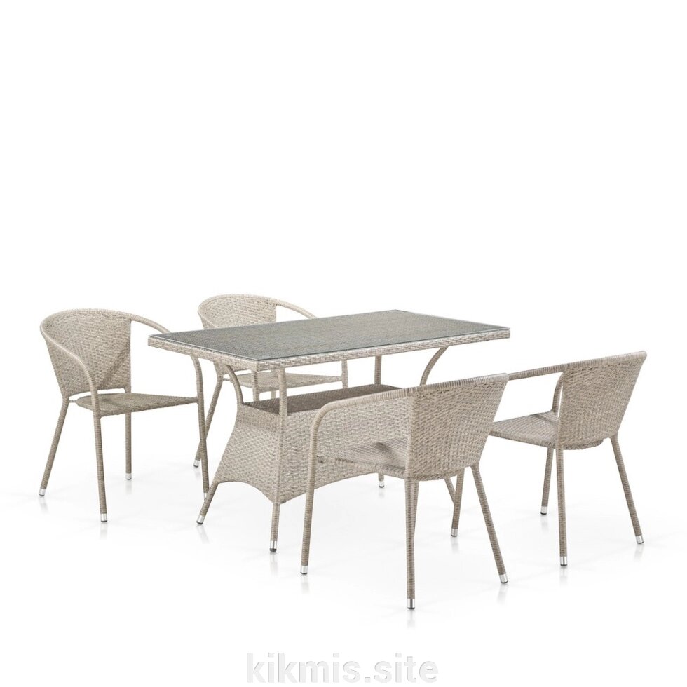 Комплект плетеной мебели T198D/Y137C-W85 Latte (4+1) от компании Интернет - магазин Kikmis - фото 1