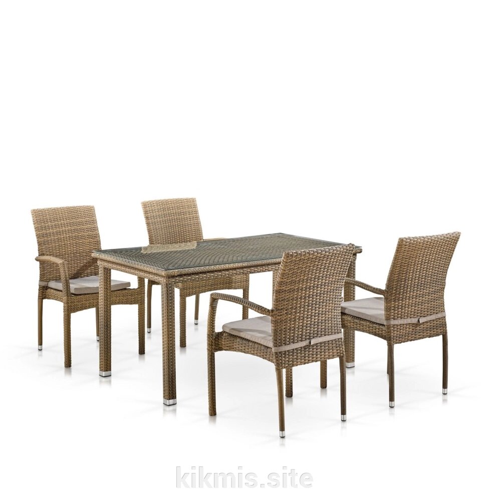 Комплект плетеной мебели T256B/Y379B-W65 Light Brown (4+1) от компании Интернет - магазин Kikmis - фото 1