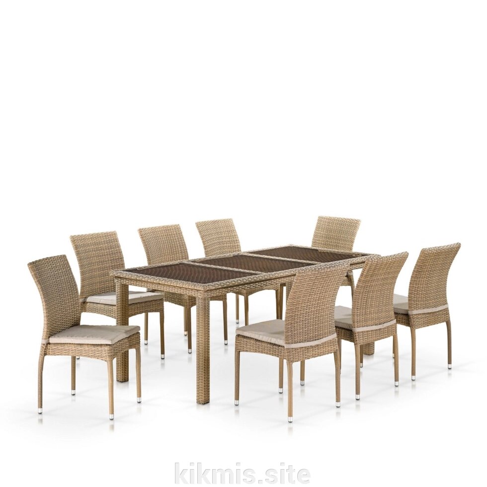 Комплект плетеной мебели T365/Y380B-W65 Light Brown (8+1) от компании Интернет - магазин Kikmis - фото 1
