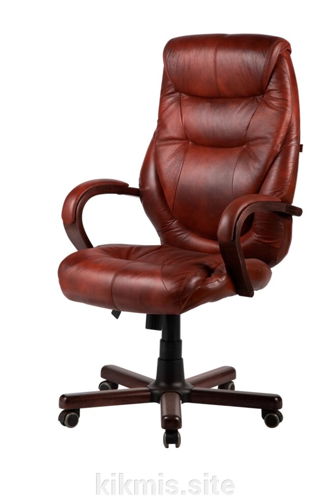 Компьютерное кресло "КОЛОРАДО" нат кожа коричн\дерево ТГ от компании Интернет - магазин Kikmis - фото 1