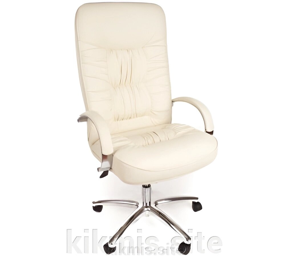 Компьютерное кресло руководителя Болеро (CHAIRMAN 418) эко кожа белая тг хром от компании Интернет - магазин Kikmis - фото 1