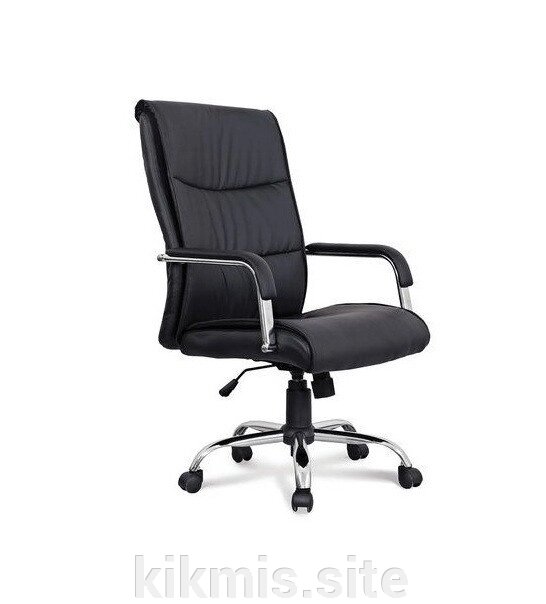 Компьютерное кресло руководителя Граф экокожа черный/перф ТГ хром ИМ от компании Интернет - магазин Kikmis - фото 1