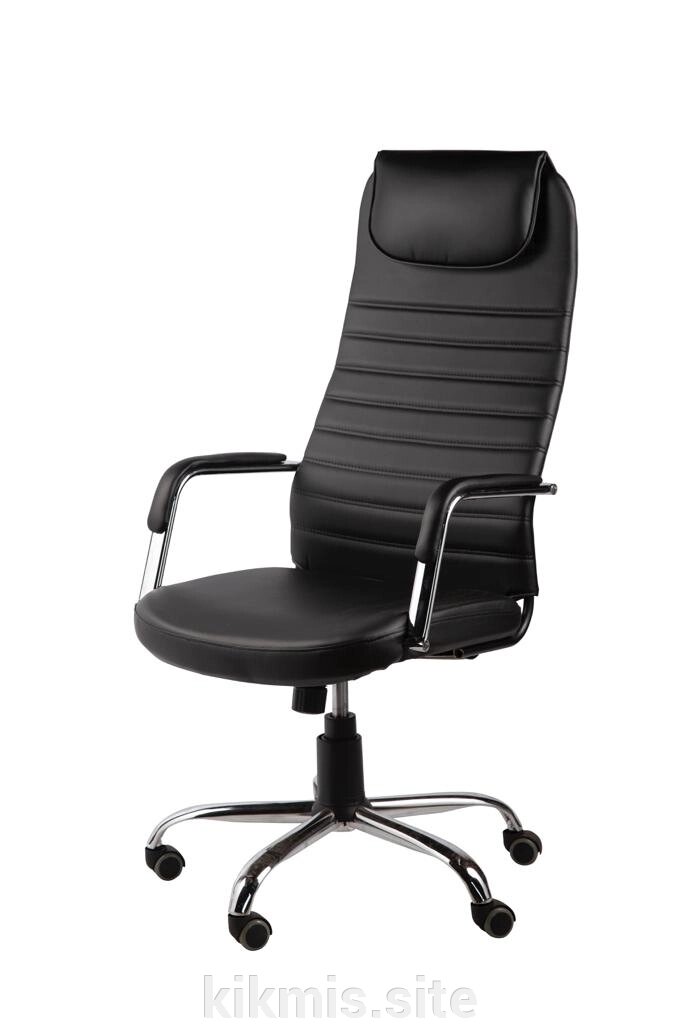 Компьютерное кресло руководителя Метро экокожа черный ДТГ хром от компании Интернет - магазин Kikmis - фото 1