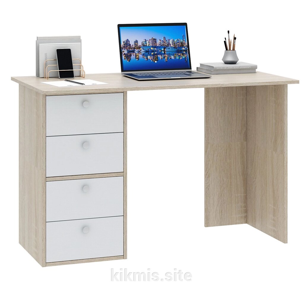 Компьютерный стол  МФ Мастер Прайм-41 дуб сонома / белый от компании Интернет - магазин Kikmis - фото 1