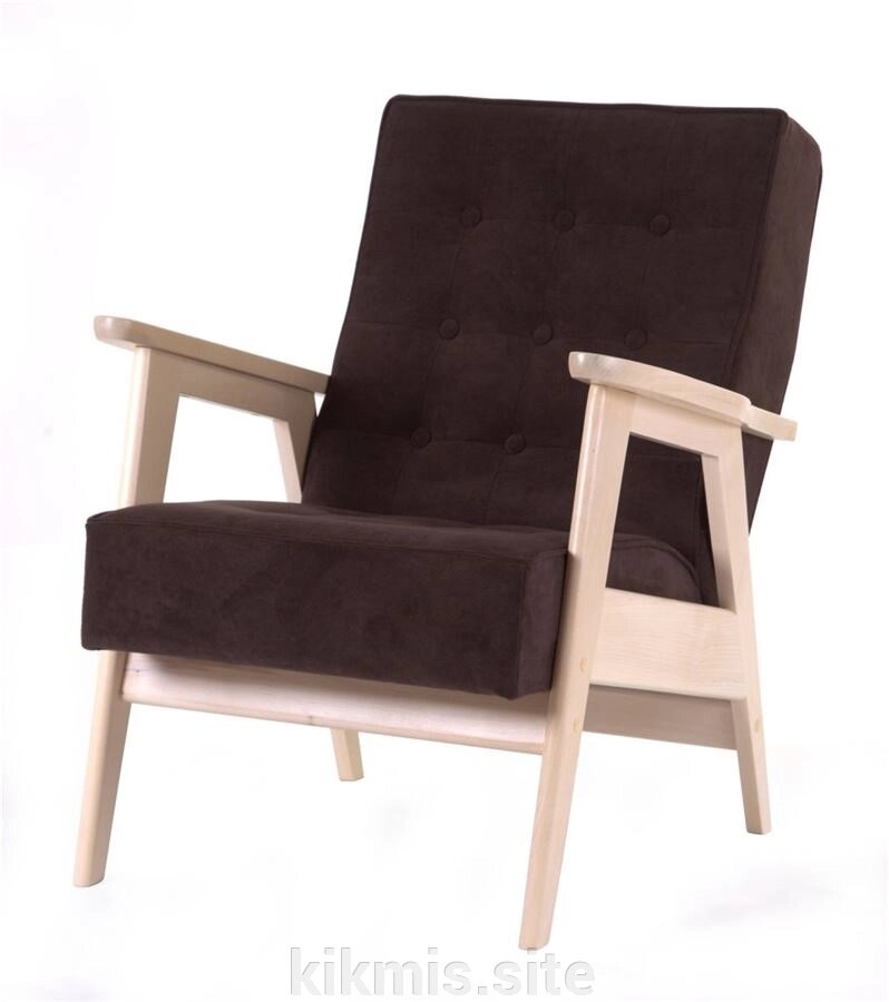 Кресло для отдыха РЕТРО (беленый дуб / RS 32 - коричневый) от компании Интернет - магазин Kikmis - фото 1