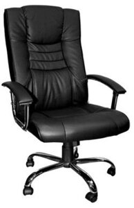 Кресло для персонала HLC-0555 L кожа+кож/зам , черное ДК